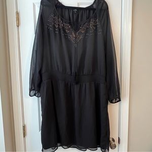 Jessica Simpson Beaded Sheer Sleeve Dress